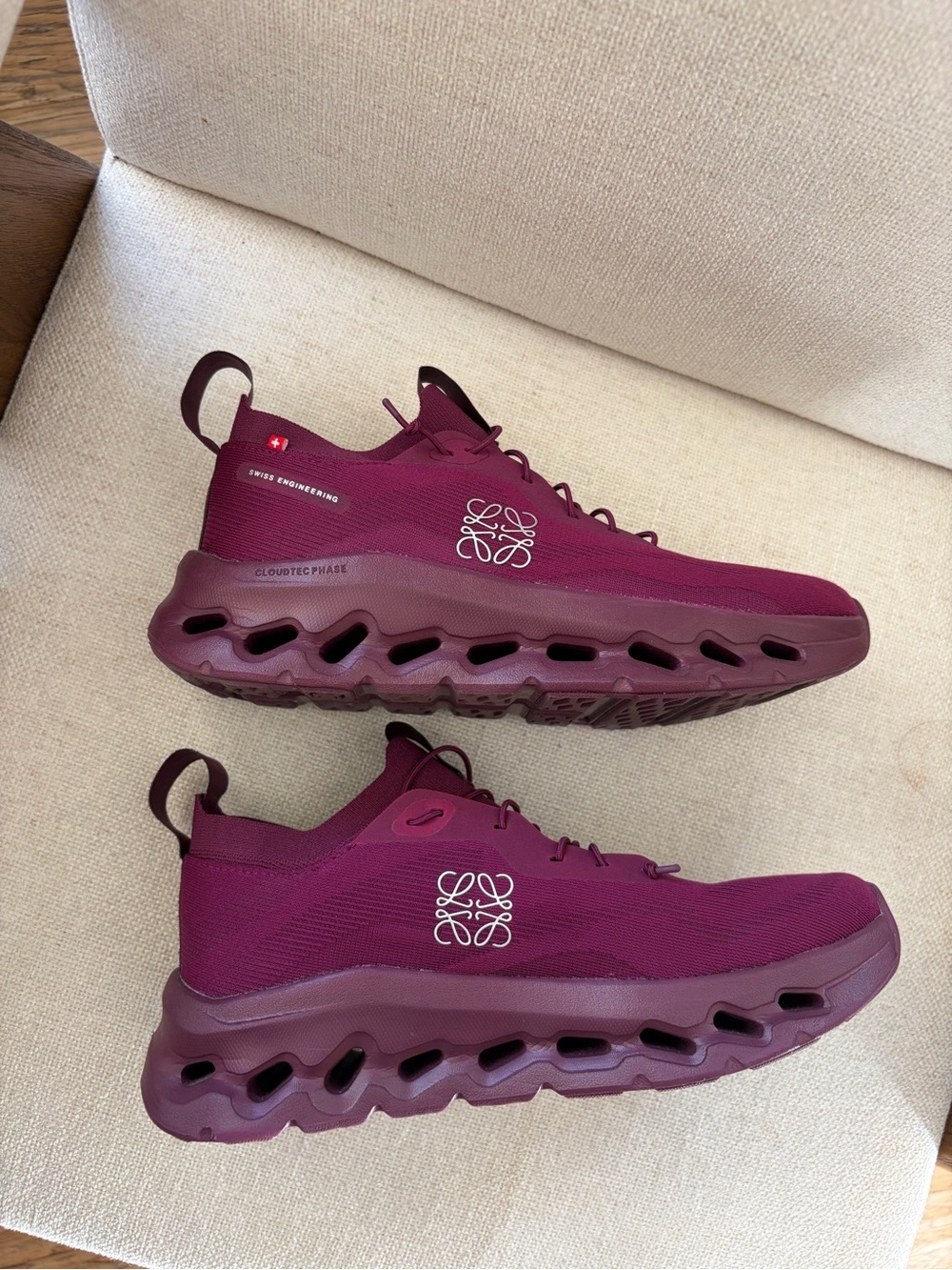 Loewe Women's Burgundy Knit Cloudsole Sneakers